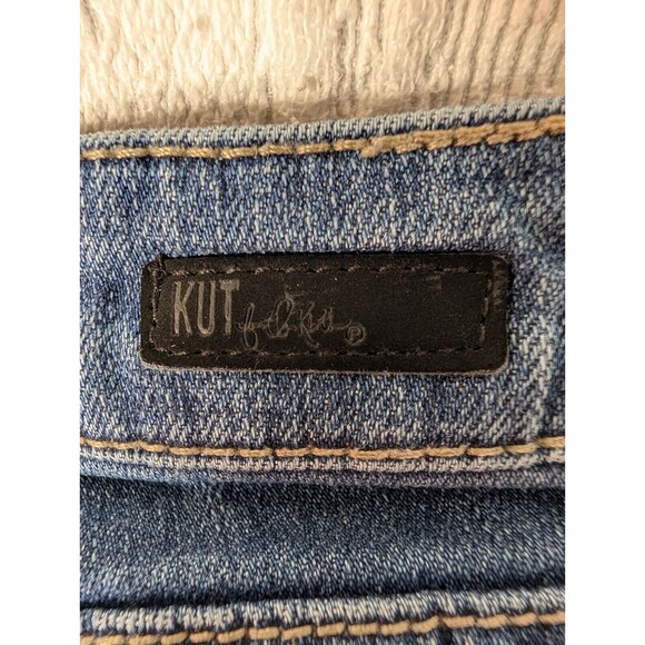 Kut from the Kloth Katy Boyfriend Blue Jeans Size 12 Distressed Embroidered Fade - Picture 6 of 13